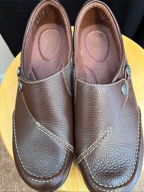Clarks Brown Leather Slip-On Loafers for Women